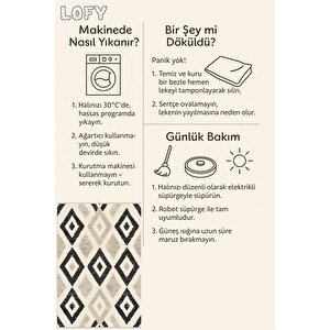 Mutfak Halısı – Pamuk Dokuma Taban Halı – Black; Gray; Cream – Geometric Desen, Makinede Yıkanabilir, Kolay Temizlenebilir, Toz Ve Tüy Tutmaz, Kaymaz, Evcil Hayvan Dostu