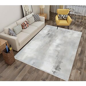 Pamuk Dokuma Taban Halı – Gri; Krem – Eskitilmiş Görünümlü Desen, Makinede Yıkanabilir, Kolay Temizlenebilir, Toz Ve Tüy Tutmaz, Kaymaz, Evcil Hayvan Dostu