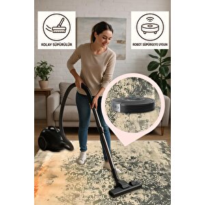 Salon Halısı, Pamuk Dokuma Taban – Makinede Yıkanabilir, Kolay Temizlenebilir, Toz Ve Tüy Tutmaz, Kaymaz, Evcil Hayvan Dostu