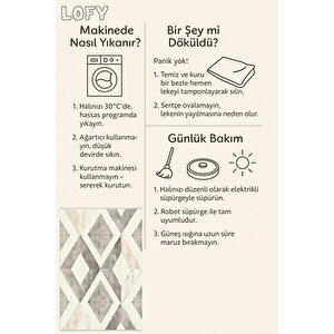 Robot Süpürgeye Uygun Halı – Pamuk Dokuma Taban Halı – Bej; Gri – Modern Geometrik Tasarım, Makinede Yıkanabilir, Kolay Temizlenebilir, Toz Ve Tüy Tutmaz, Kaymaz, Evcil Hayvan Dostu 160x180 cm