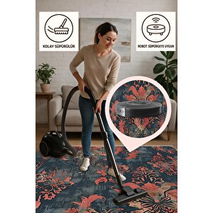 Salon Halısı, Makinede Yıkanabilir, Kolay Temizlenebilir, Toz Ve Tüy Tutmaz, Kaymaz, Evcil Hayvan Dostu, Pamuk Tabanlı Dokuma Taban