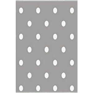 Pamuk Dokuma Taban Halı – Gri; Beyaz – Puantiyeli Desen, Makinede Yıkanabilir, Kolay Temizlenebilir, Toz Ve Tüy Tutmaz, Kaymaz, Evcil Hayvan Dostu 200x350 cm