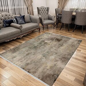 Salon Halısı – Kahverengi; Krem – Eskitilmiş Görünümlü Tasarım, Makinede Yıkanabilir, Kolay Temizlenebilir, Toz Ve Tüy Tutmaz, Kaymaz, Evcil Hayvan Dostu