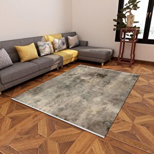 Salon Halısı – Kahverengi; Krem – Eskitilmiş Görünümlü Tasarım, Makinede Yıkanabilir, Kolay Temizlenebilir, Toz Ve Tüy Tutmaz, Kaymaz, Evcil Hayvan Dostu