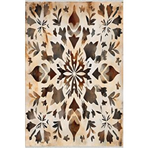 Mutfak Halısı – Krem; Kahverengi; Bej – Floral Desen, Makinede Yıkanabilir, Kolay Temizlenebilir, Toz Ve Tüy Tutmaz, Kaymaz, Evcil Hayvan Dostu 100x180 cm