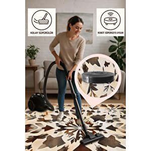 Mutfak Halısı – Krem; Kahverengi; Bej – Floral Desen, Makinede Yıkanabilir, Kolay Temizlenebilir, Toz Ve Tüy Tutmaz, Kaymaz, Evcil Hayvan Dostu