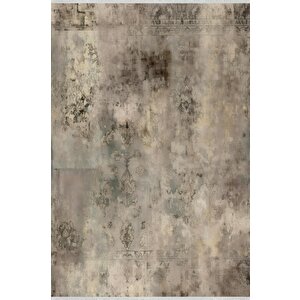 Salon Halısı – Kahverengi; Krem – Eskitilmiş Görünümlü Tasarım, Makinede Yıkanabilir, Kolay Temizlenebilir, Toz Ve Tüy Tutmaz, Kaymaz, Evcil Hayvan Dostu 160x230 cm