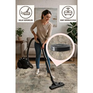 Salon Halısı – Kahverengi; Krem – Eskitilmiş Görünümlü Tasarım, Makinede Yıkanabilir, Kolay Temizlenebilir, Toz Ve Tüy Tutmaz, Kaymaz, Evcil Hayvan Dostu