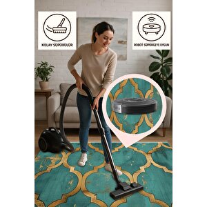 Salon Halısı, Pamuk Dokuma Taban – Makinede Yıkanabilir, Kolay Temizlenebilir, Toz Ve Tüy Tutmaz, Kaymaz, Evcil Hayvan Dostu