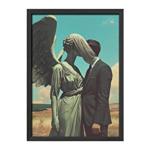 Ahşap Duvar Tablosu - Eşsiz Tasarım, Ahşap Çerçeve - Siyah Renk Seçeneği Ile Retro Sürreal Duvar Dekorasyonu