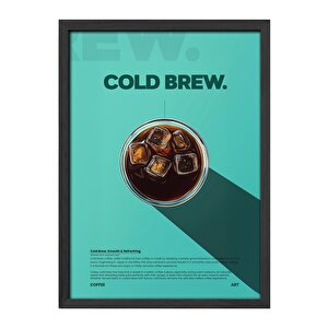 Cold Brew Kahve Posteri – Buzlu Kahve Temalı Ahşap Duvar Tablosu