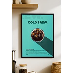 Cold Brew Kahve Posteri – Buzlu Kahve Temalı Ahşap Duvar Tablosu