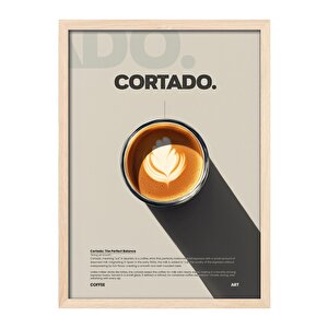 Cortado Kahve Tablosu – Latte Art Detaylı Modern Ahşap Duvar Dekoru