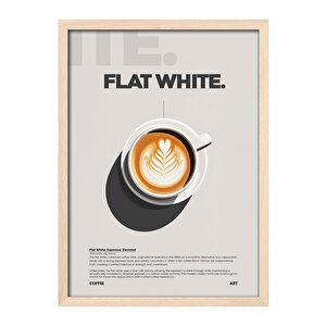 Flat White Kahve Tablosu – Latte Art Temalı Modern Ahşap Duvar Dekoru