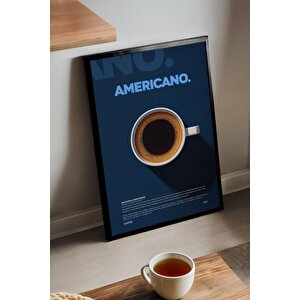 Americano Kahve Posteri – Modern Ahşap Çerçeveli Duvar Tablosu