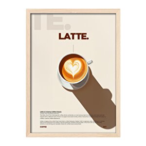 Latte Kahve Tablosu – Kalp Latte Art Temalı Ahşap Duvar Dekoru