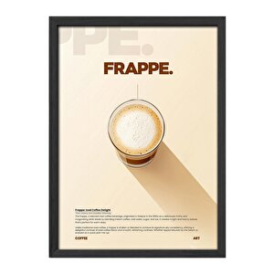 Frappe Kahve Tablosu – Köpüklü Soğuk Kahve Temalı Ahşap Duvar Dekoru