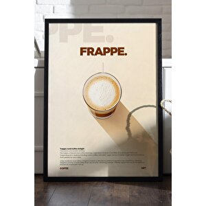 Frappe Kahve Tablosu – Köpüklü Soğuk Kahve Temalı Ahşap Duvar Dekoru