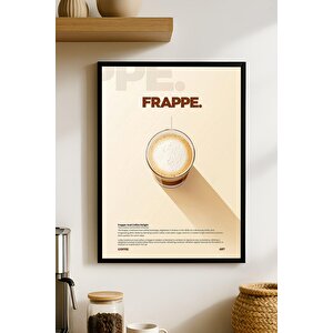 Frappe Kahve Tablosu – Köpüklü Soğuk Kahve Temalı Ahşap Duvar Dekoru