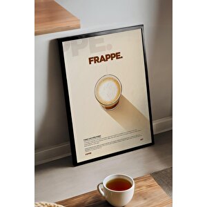 Frappe Kahve Tablosu – Köpüklü Soğuk Kahve Temalı Ahşap Duvar Dekoru