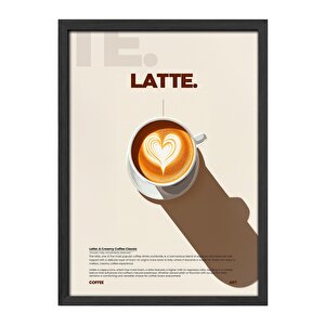 Latte Kahve Tablosu – Kalp Latte Art Temalı Ahşap Duvar Dekoru