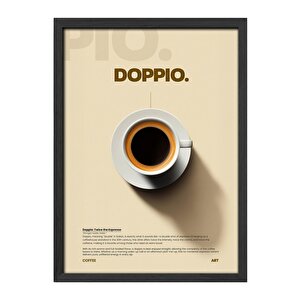 Doppio Espresso Kahve Tablosu – Minimal Ahşap Duvar Dekoru