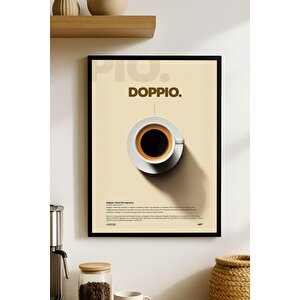 Doppio Espresso Kahve Tablosu – Minimal Ahşap Duvar Dekoru
