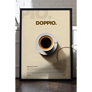 Doppio Espresso Kahve Tablosu – Minimal Ahşap Duvar Dekoru