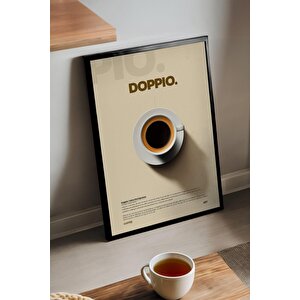 Doppio Espresso Kahve Tablosu – Minimal Ahşap Duvar Dekoru