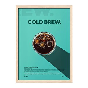Cold Brew Kahve Posteri – Buzlu Kahve Temalı Ahşap Duvar Tablosu