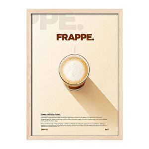 Frappe Kahve Tablosu – Köpüklü Soğuk Kahve Temalı Ahşap Duvar Dekoru