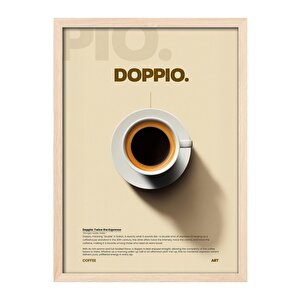 Doppio Espresso Kahve Tablosu – Minimal Ahşap Duvar Dekoru