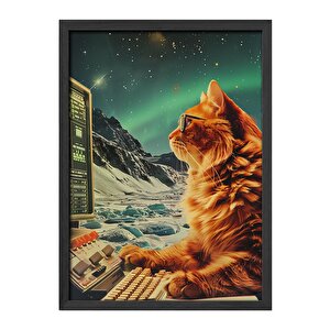 Ahşap Duvar Tablosu - Eşsiz Tasarım, Ahşap Çerçeve - Siyah Renk Seçeneği Ile Retro Sürreal Duvar Dekorasyonu