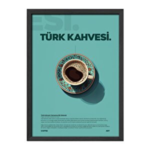 Türk Kahvesi Tablosu – Geleneksel Fincanlı Ahşap Duvar Dekoru