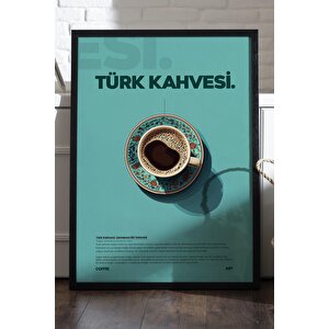 Türk Kahvesi Tablosu – Geleneksel Fincanlı Ahşap Duvar Dekoru