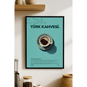 Türk Kahvesi Tablosu – Geleneksel Fincanlı Ahşap Duvar Dekoru