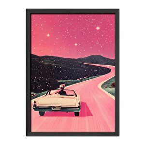 Ahşap Duvar Tablosu - Eşsiz Tasarım, Ahşap Çerçeve - Siyah Renk Seçeneği Ile Retro Sürreal Duvar Dekorasyonu