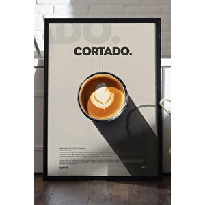 Cortado Kahve Tablosu – Latte Art Detaylı Modern Ahşap Duvar Dekoru