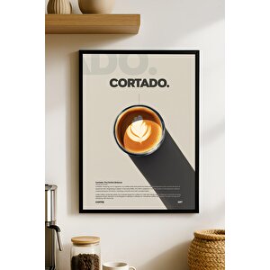 Cortado Kahve Tablosu – Latte Art Detaylı Modern Ahşap Duvar Dekoru
