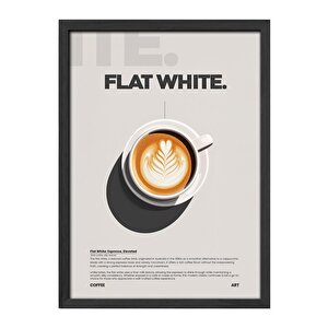 Flat White Kahve Tablosu – Latte Art Temalı Modern Ahşap Duvar Dekoru