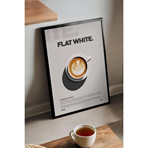 Flat White Kahve Tablosu – Latte Art Temalı Modern Ahşap Duvar Dekoru