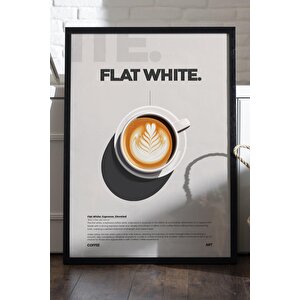 Flat White Kahve Tablosu – Latte Art Temalı Modern Ahşap Duvar Dekoru