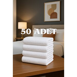 50 Adet Otel Havlusu Beyaz 50x85 Cm 200 Gram Bukle - Armür El Yüz Havlusu
