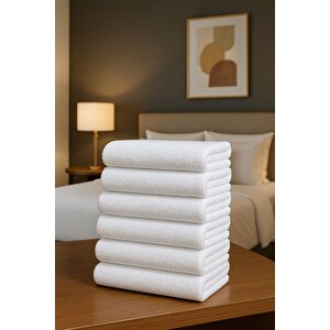 6 Adet Otel Havlusu Beyaz 50x85 Cm 200 Gram Bukle - Armür El Yüz Havlusu