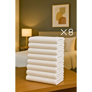 8 Adet Otel Havlusu Beyaz 50x85 Cm 200 Gram Bukle - Armür El Yüz Havlusu