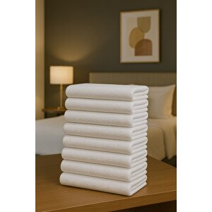 8 Adet Otel Havlusu Beyaz 50x85 Cm 200 Gram Bukle - Armür El Yüz Havlusu