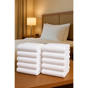 10 Adet Otel Havlusu Beyaz 50x85 Cm 200 Gram Bukle - Armür El Yüz Havlusu