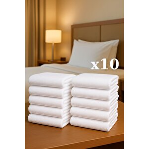 10 Adet Otel Havlusu Beyaz 50x85 Cm 200 Gram Bukle - Armür El Yüz Havlusu
