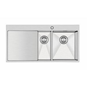 Via Lattea 6175 Bir Buçuk Gözlü Sol Damlalıklı El Yapımı Eviye Inox