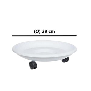 So-tt02 Tekerlekli Saksı Tabağı No 2 Beyaz 3 Adet